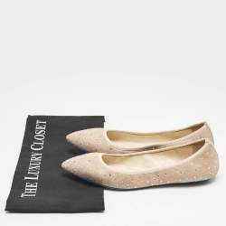 Loriblu Beige Suede Crystal Embellished Ballet Flats Size 36