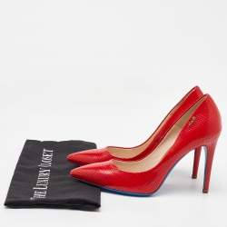 Loriblu Red Perforated Patent Leather Pointed Toe Pumps Size 38