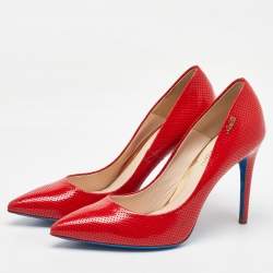 Loriblu Red Perforated Patent Leather Pointed Toe Pumps Size 38