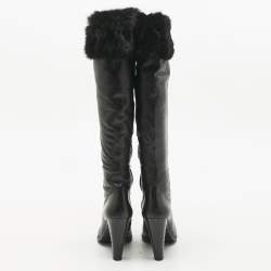 مملوكة مسبقًا حذاء بوت لوريبلو شامواه أسود مطرز بطول الركبة مقاس 37.5