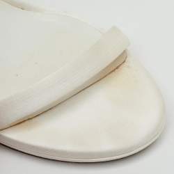 Pre Owned Loriblu White Satin Crystal Embellished Heel Ankle Strap Sandals Size 38