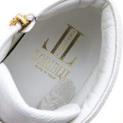 Pre Owned Loriblu White Painted Leather Wedge Sneakers Size 40