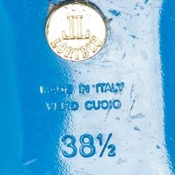 Pre Owned Loriblu Black Python Embossed Leather Crystal Embellish Thong Flats Sandals Size 38.5