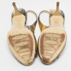 Pre Owned Loriblu Multicolor Patent Leather Peep Toe Slingback Pumps Size 37