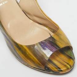 Pre Owned Loriblu Multicolor Patent Leather Peep Toe Slingback Pumps Size 37