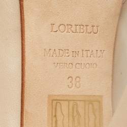 Pre Owned Loriblu Beige Leather Peep Toe Colorblock Pumps Size 38