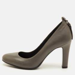 Pre Owned Loriblu Tassel Size 36 Grey Leather Round Toe Pumps