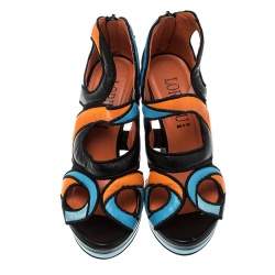 Loriblu Multicolor Cut Out Leather Platform Sandals Size 36