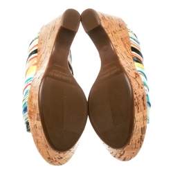 Loriblu Multicolor Patent Leather Wedge Sandals Size 38