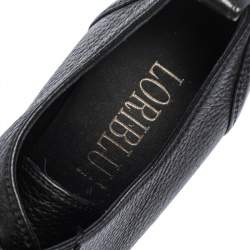  Loriblu Black Leather Oxford Platform Booties Size 38