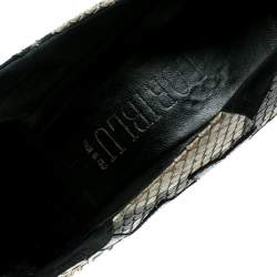 Loriblu Black/Beige Python, Crocodile And Suede Trim Block Heel Pumps Size 40