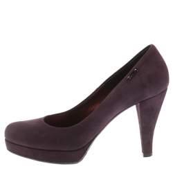 Pre Owned Loriblu Burgundy Suede Platform Pumps Size 37.5
