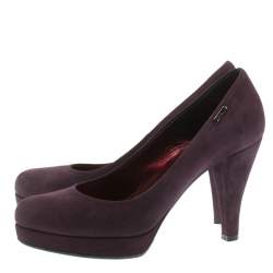 Pre Owned Loriblu Burgundy Suede Platform Pumps Size 37.5
