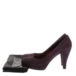 Pre Owned Loriblu Burgundy Suede Platform Pumps Size 37.5
