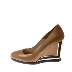 Loriblu Brown Leather Wedge Pumps Size 38