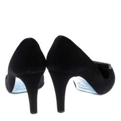 Pre Owned Loriblu Black Suede Embellished Detail Pumps Size 37