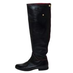 Pre Owned Loriblu Black Leather Knee Length Boots Size 40
