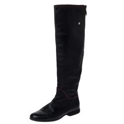 Pre Owned Loriblu Black Leather Knee Length Boots Size 40
