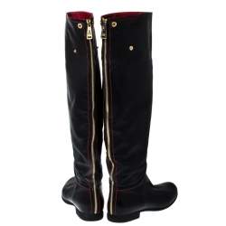 Pre Owned Loriblu Black Leather Knee Length Boots Size 40