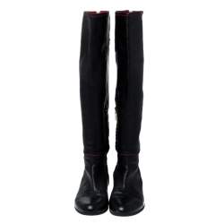 Pre Owned Loriblu Black Leather Knee Length Boots Size 40