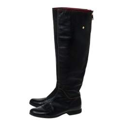 Pre Owned Loriblu Black Leather Knee Length Boots Size 40