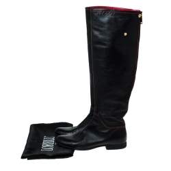 Pre Owned Loriblu Black Leather Knee Length Boots Size 40