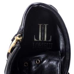 Loriblu Black Leather and Nylon Lace Up Wedge Sneakers Size 36