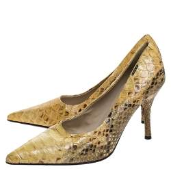 Loriblu Yellow Python Pointed Toe Pumps Size 39