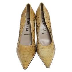Loriblu Yellow Python Pointed Toe Pumps Size 39