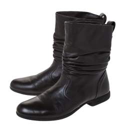 Loriblu Dark Brown Leather Pleated Ankle Boots Size 39