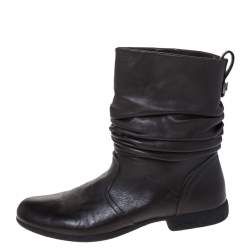 Loriblu Dark Brown Leather Pleated Ankle Boots Size 39