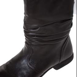 Loriblu Dark Brown Leather Pleated Ankle Boots Size 39