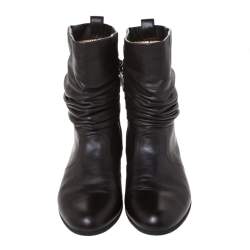 Loriblu Dark Brown Leather Pleated Ankle Boots Size 39
