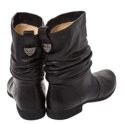 Loriblu Dark Brown Leather Pleated Ankle Boots Size 39