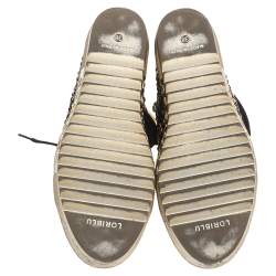 Pre Owned Loriblu Black Suede Crystal Embellished High Top Sneakers Size 38