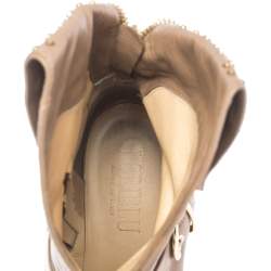 Pre Owned Loriblu Brown Leather Stud And Buckle Detail Ankle Boots Size 38