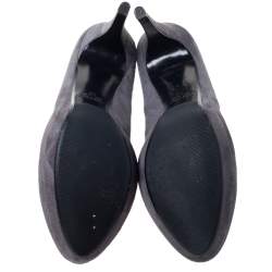 Pre Owned Loriblu Grey Suede Chain Embellished Platform Pumps Size 39