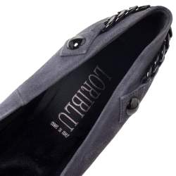 Pre Owned Loriblu Grey Suede Chain Embellished Platform Pumps Size 39