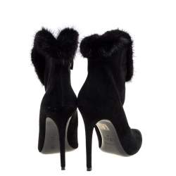 Loriblu Black Suede and Fur Boots Size 37