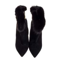 Loriblu Black Suede and Fur Boots Size 37