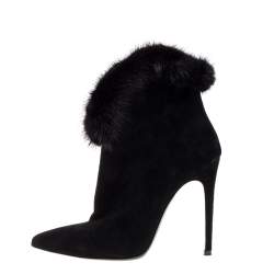 Loriblu Black Suede and Fur Boots Size 37