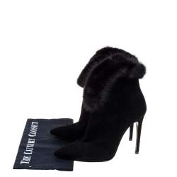 Loriblu Black Suede and Fur Boots Size 37