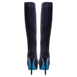 Loriblu Indigo Blue Suede Over the Knee Platform Boots Size 40