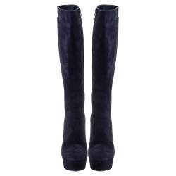 Loriblu Indigo Blue Suede Over the Knee Platform Boots Size 40