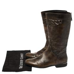 Loriblu Brown Leather Knee Length Boots Size 37
