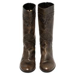 Loriblu Brown Leather Knee Length Boots Size 37