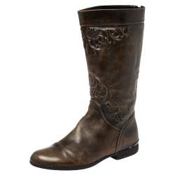 Loriblu Brown Leather Knee Length Boots Size 37