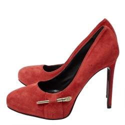 Loriblu Red Suede Crystal Embellished Platform Pumps Size 36