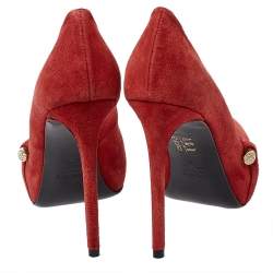 Loriblu Red Suede Crystal Embellished Platform Pumps Size 36