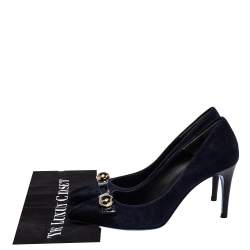 Pre Owned Loriblu Navy Blue Suede And Calf Hair Pumps Size 39